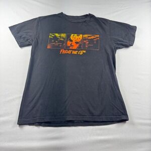 Friday the 13th Jason Voorhees Camp Crystal Lake Graphic T-Shirt Mens Medium Blk